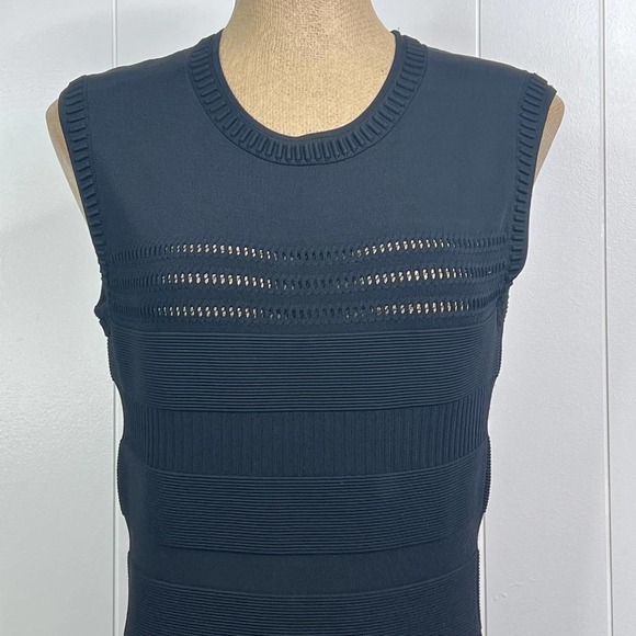 Yigal Azrouel Black Knit Crew Neck Dress SZ L - Picture 2 of 5